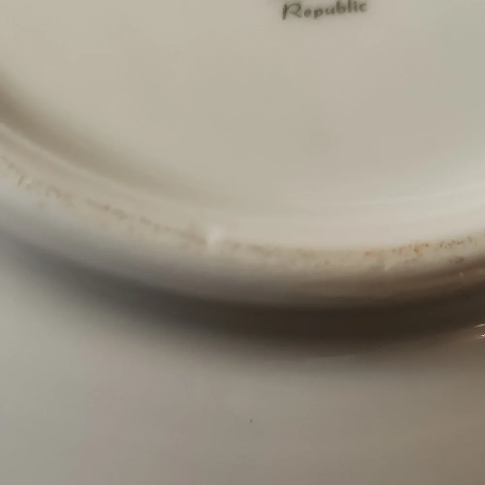 Vintage German Reichenbach Scalloped Gold Rim Floral Fruit Bowl